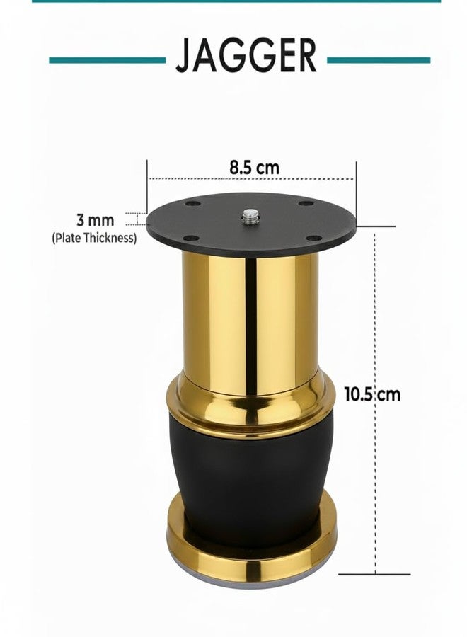 JAGGER JAG411 [4 بوصة] أرجل دعم أثاث من الفولاذ المقاوم للصدأ للأرائك والأسرة والخزائن والطاولات | أرجل دعم خزائن قوية ومتينة من الفولاذ المقاوم للصدأ | سهلة التركيب، تدوم طويلاً (2، ذهبي/أسود) - Image 3